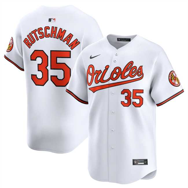 Mens Baltimore Orioles #35 Adley Rutschman White 2024 Home Limited Stitched Jersey Dzhi